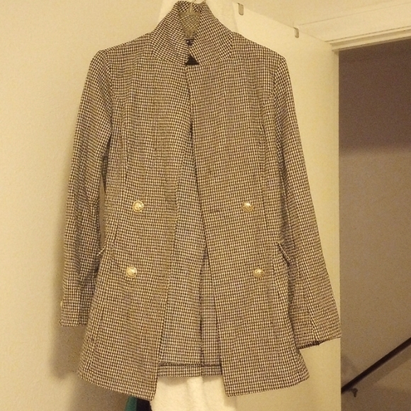 SHEIN Jackets & Blazers - Black And White Women's She And Small Plaid Jacket